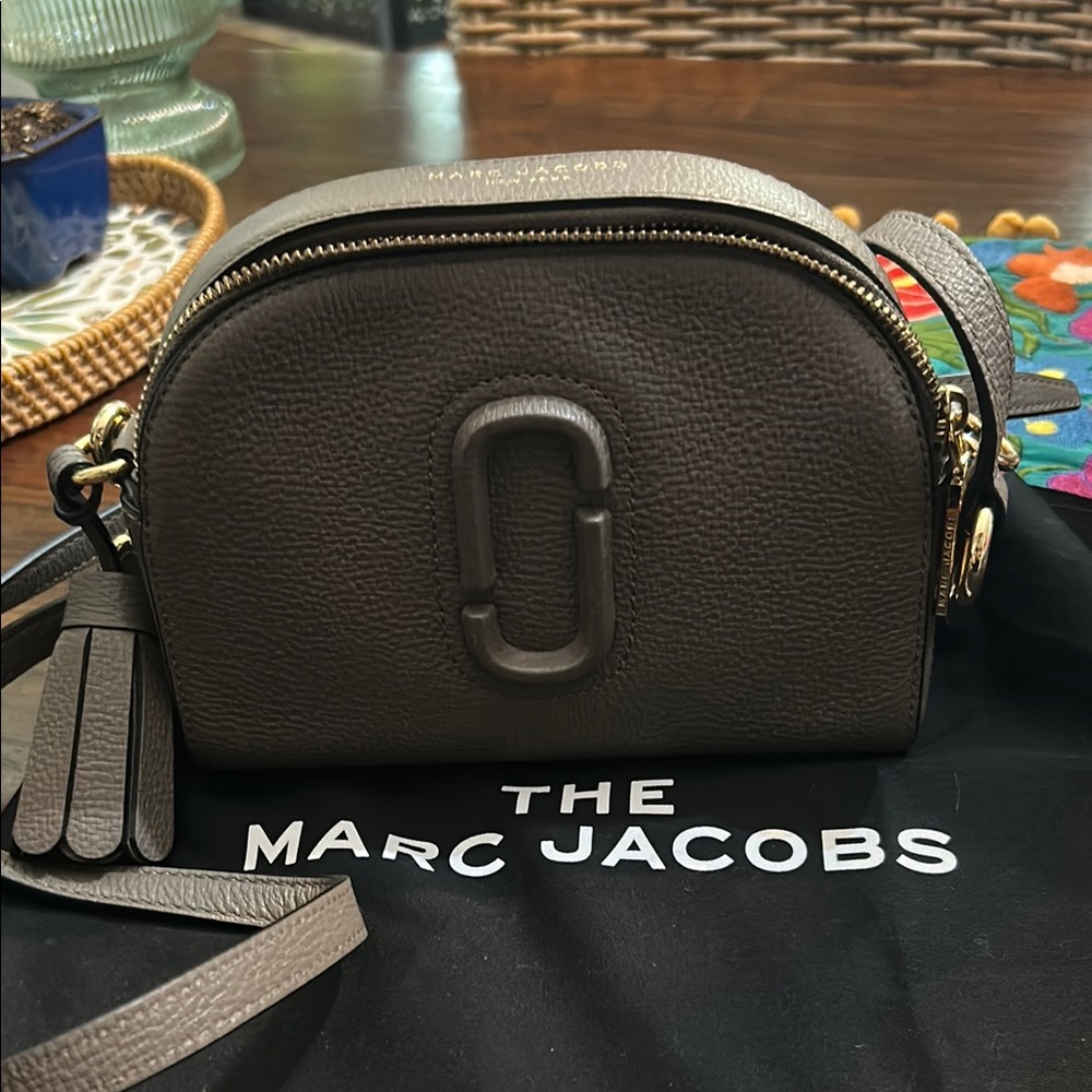 Marc Jacobs Taupe / Grey Crossbody Bag with Textured Finish